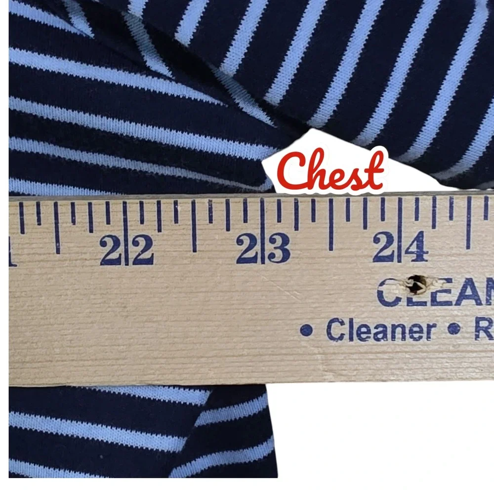 Polo Ralph Lauren Mens Large Classic Fit Navy White Striped Short Sleeve Shirt